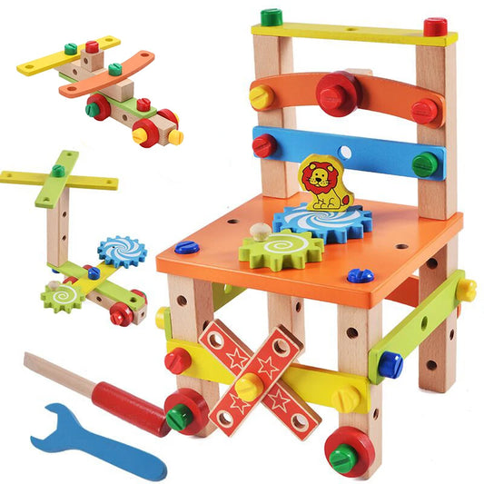 Wooden Assembling Chair Montessori Toys Kids 