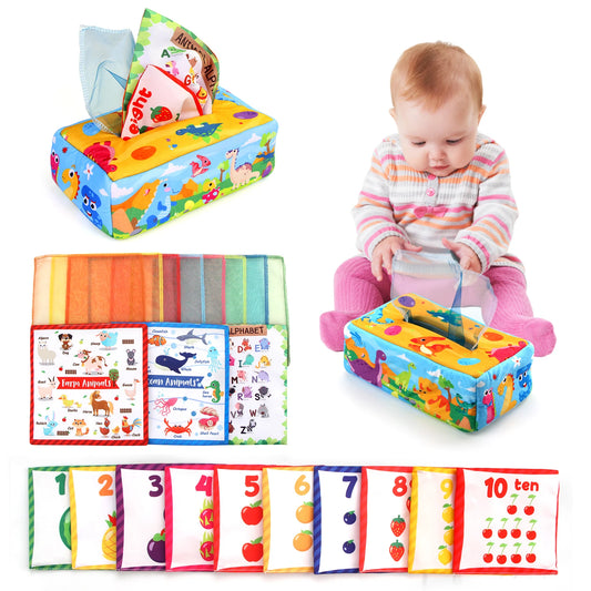Baby Tissue Box Colorful Soft Sensory Toy 