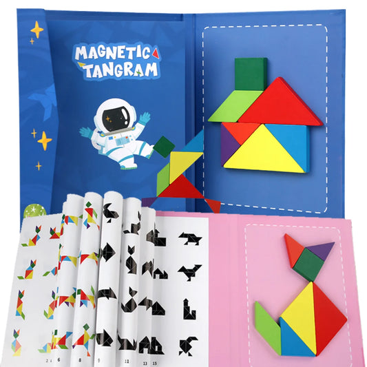 Magnetic Tangram Wooden Puzzle Book for Kids