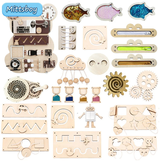 Baby Montessori Wooden Busy Board Toys 
